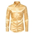 thumbnail image 1 of Admvng Mens Satin Dress Shirt Long Sleeve Collar Silk Button Down Shirt, 1 of 9