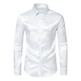 thumbnail image 1 of Admvng Mens Satin Dress Shirt Long Sleeve Collar Silk Button Down Shirt, 1 of 9