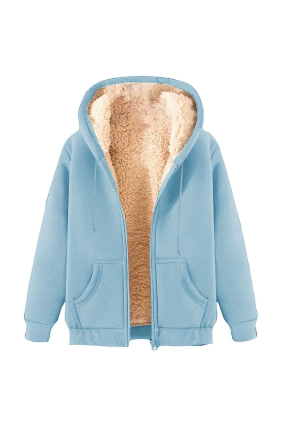 Mens Sherpa Hooded Jacket Full Zip Thermal Warm Drawstring Kangaroo Pocket Winter Windproof Hoodie Coat