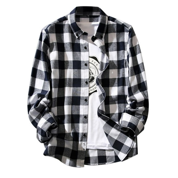Admvng Mens Shirts Button Down Shirts Regular Fit Long Sleeve Casual Plaid Flannel Shirt M-3XL