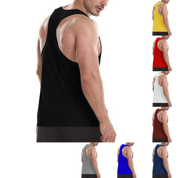 Admvng Mens Shirts Gym Workout Shirt Y-Back Sleeveless Muscle Fitness Bodybuilding Tank Shirts S-2XL