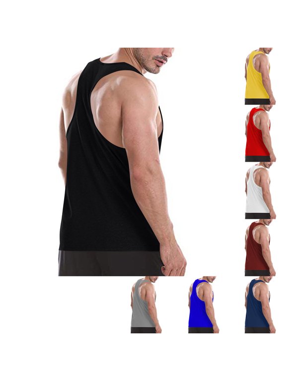 Mens Shirts Gym Workout Shirt Y-Back Sleeveless Muscle Fitness Bodybuilding Tank Shirts S-2XL