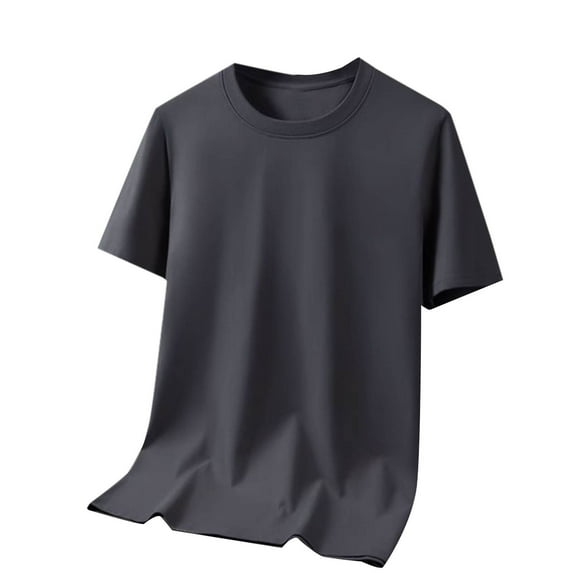 Admvng Mens Short Sleeve Shirts Casual Fashionable Breathable Sweatshirt Solid Color Half Sleeve Round Neck Top M-5XL