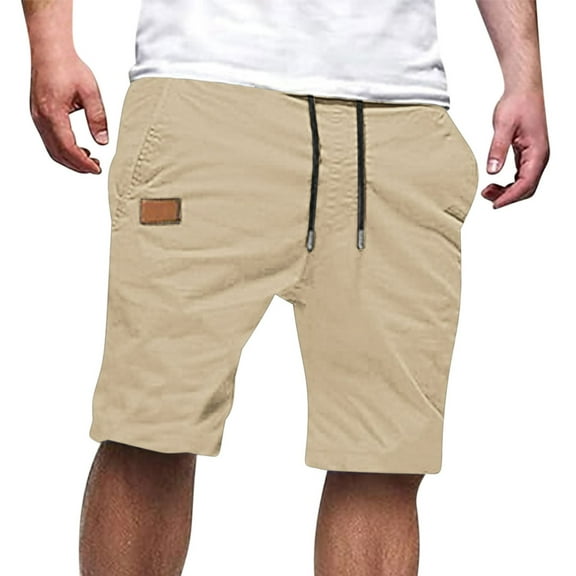 Admvng Mens Shorts Solid Color Casual Summer Sports Drawstring Summer Beach Shorts S-5XL