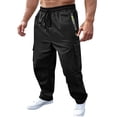thumbnail image 1 of Admvng Mens Solid Pockets Elastic Waist Work Cargo Full Length Pants, 1 of 9