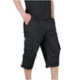 thumbnail image 1 of Admvng Mens Stretch Capris Big & Tall Summer Solid Pockets Zipper Cargo Cropped Pants, 1 of 6