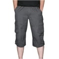thumbnail image 1 of Admvng Mens Stretch Capris Big & Tall Summer Solid Pockets Zipper Cargo Cropped Pants, 1 of 6