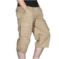 thumbnail image 1 of Admvng Mens Stretch Capris Big & Tall Summer Solid Pockets Zipper Cargo Cropped Pants, 1 of 5