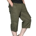 thumbnail image 1 of Admvng Mens Stretch Capris Big & Tall Summer Solid Pockets Zipper Cargo Cropped Pants, 1 of 4