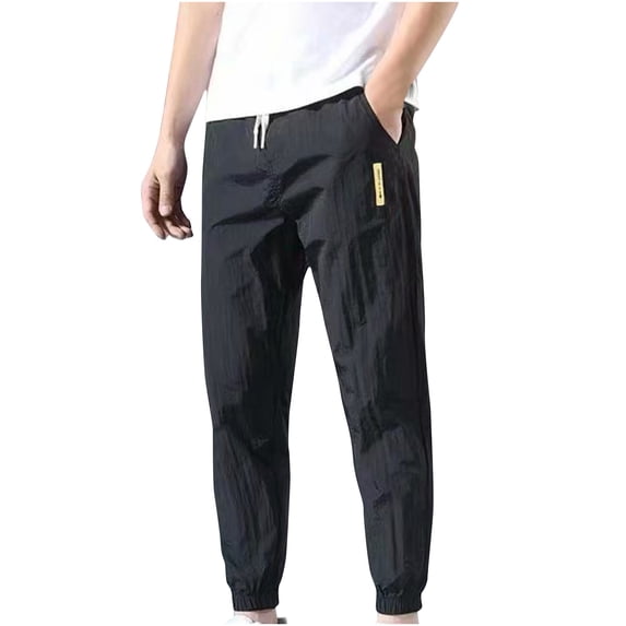 Admvng Mens Sweatpants Casual Pocket Ankle Binding Casual Solid Elastic Waist Drawstring Pants,Size S-2XL