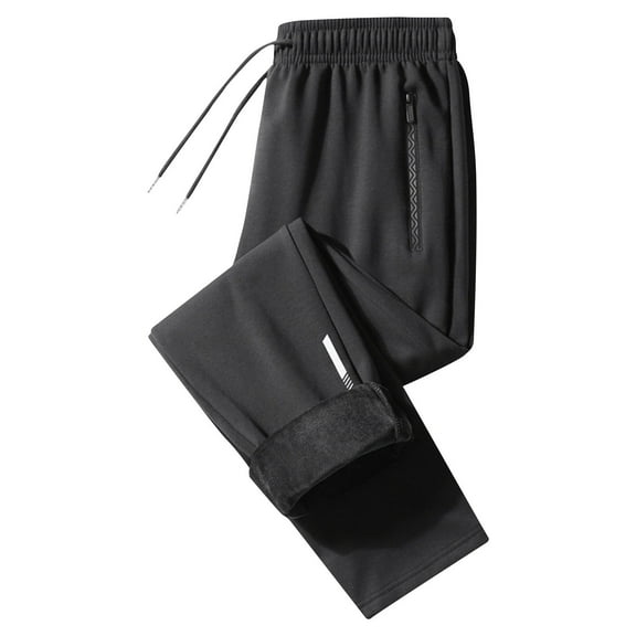Admvng Mens Sweatpants Casual Solid Elastic Waistband Drawstring Thick Warm Straight Leg Pants, Size L-8XL