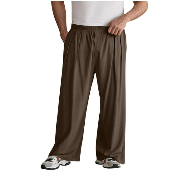 Admvng Mens Sweatpants Plus Linen Solid Straight Leg Pocket Casual Pants, Size L-4XL