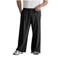 thumbnail image 1 of Admvng Mens Sweatpants Plus Linen Solid Straight Leg Pocket Casual Pants, Size L-4XL, 1 of 7