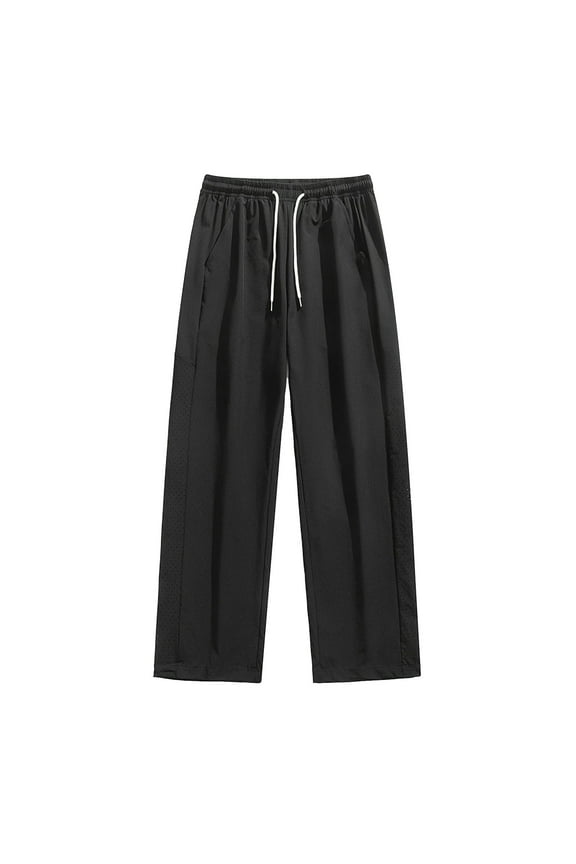 Mens Sweatpants Summer Ice Silk Pants Thin Solid Casual Pants, Size M-4XL