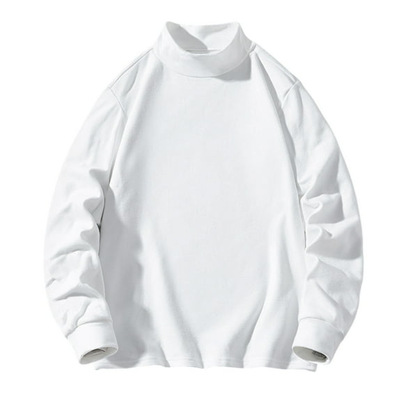 Admvng Mens Sweatshirt Casual Solid Color Turtleneck Long Sleeve Round Neck Blouses Shirts Tops, Size M-4XL