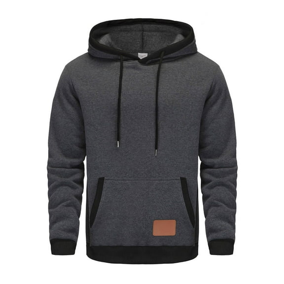 Admvng Mens Sweatshirt Color Match Drawstring Zipper Pockets Hooded Hoodie, Size S-2XL