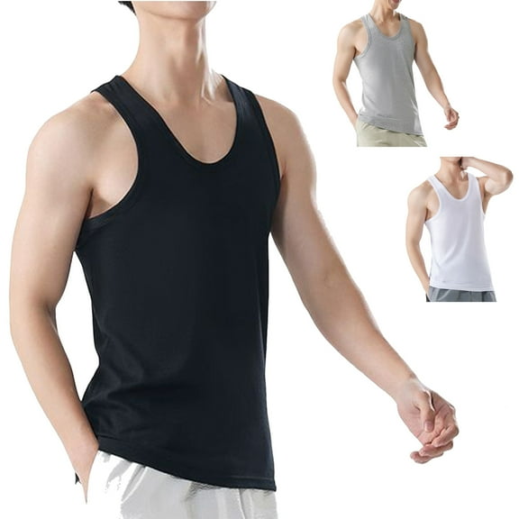 Admvng Mens Tank Top Quick Dry Workout Muscle Sleeveless Shirts Summer Gym Athletic Shirt L-4XL