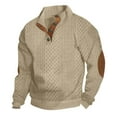 thumbnail image 1 of Admvng Mens Textured Sweater Elbow Patch Stand Collar Long Sleeve Casual Pullover Tops, 1 of 4