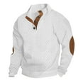thumbnail image 1 of Admvng Mens Textured Sweater Elbow Patch Stand Collar Long Sleeve Casual Pullover Tops, 1 of 8
