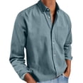 thumbnail image 1 of Admvng Mens Tops Big & Tall Solid Long Sleeve Button Down Collared Chest Pocket Soft Lightweight Casual Work Daily Shirts, 1 of 6