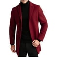 thumbnail image 1 of Admvng Mens Winter Jacket Men Long Trench Coats Casual Solid Button Pocket Thicken Woolen Windbreaker Coat, Size M-5XL, 1 of 8