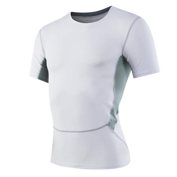 Admvng Muscle Shirts for Men Solid Color Round Neck Quick Dry Sport Train Short Sleeved Shirts S-3XL