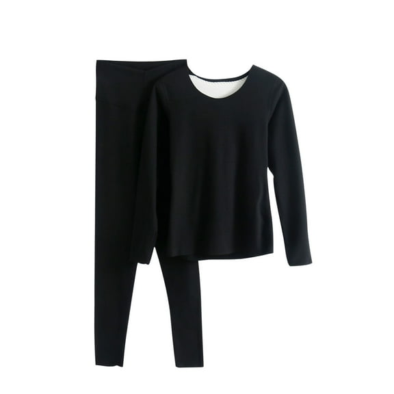 Admvng Night Gowns for Adult Women Solid Round Neck Thick Warm Long Sleeves Top Pants Pajama Sets, Size M-4XL