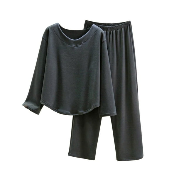 Admvng Night Gowns for Women Winter Solid V-neck Long-sleeved Nightgowns, Size L-2XL