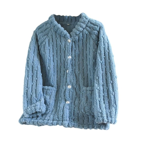 Admvng Nightgowns for Women Winter Solid Thick Flannel with Added Fleece Long Sleeved Warm Home Sleepwear, Size M-XL