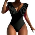 thumbnail image 1 of Admvng One Piece Swimsuit Women Tummy Control Ruffle Bathing Suit V Neck Ruched Swim Suit Slimming Swimwear S-XL, 1 of 8