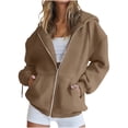 thumbnail image 1 of ZKCCNUK Sweatshirt for Women Zip up Hoodies Long Sleeve Fall Oversized Sweatshirts Fleece Jacket with Pockets,Sizes S-3XL, 1 of 7