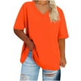thumbnail image 1 of Admvng Oversized Tshirts for Women Plus Size V-Neck Solid Color Short Sleeved Summer Base T-shirt S-5XL, 1 of 3