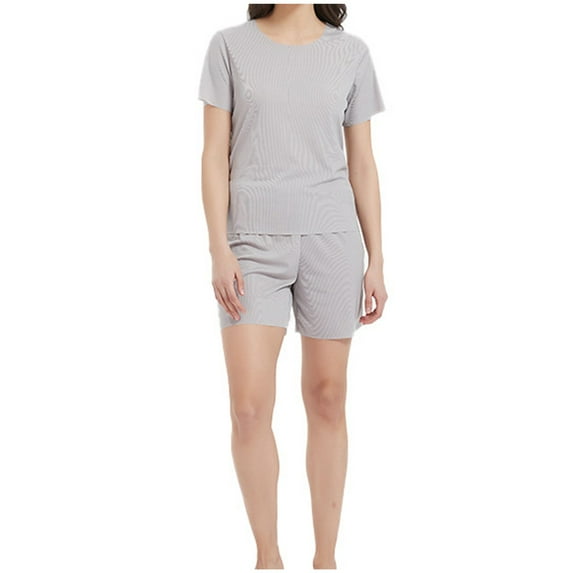 Admvng Pajamas for Women Large Size Ice Silk Short-sleeved Shorts Thin Loose Home Clothes Sleepwear Suit for Women 3XL-7XL