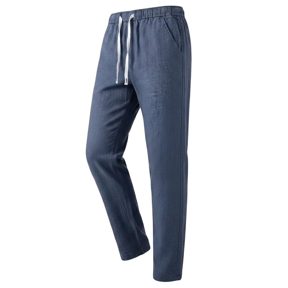 Admvng Pants for Men Big & Tall Elastic Drawstring Waist Straight Leg Casual Soft Trousers with Pockets