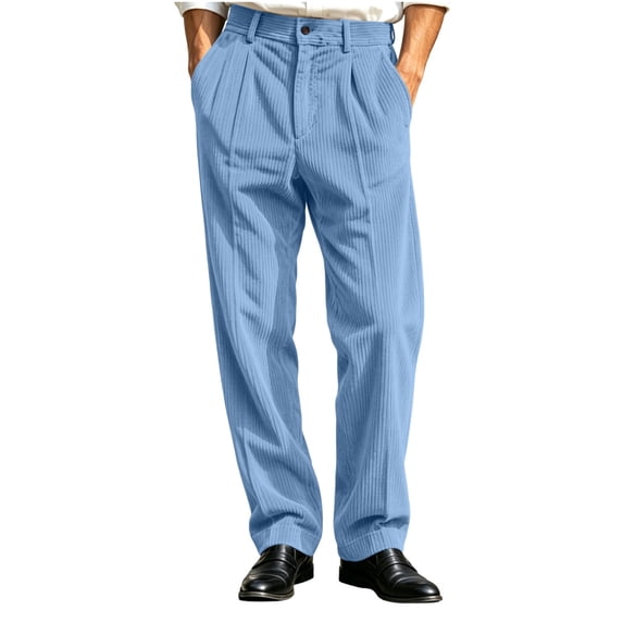 Admvng Pants for Men Solid Button Zipper Straight Leg Casual Trousers