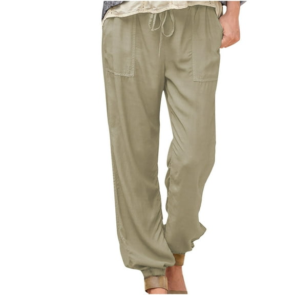 Admvng Pants for Women Fashion Casual Solid Color Elastic Loose Pants Straight Trousers S-3XL