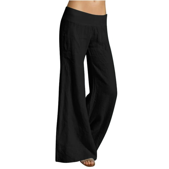 Admvng Pants for Women Fashion Casual Solid High Waist Trousers Straight Wide Leg Pants S-3XL
