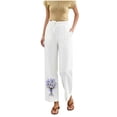 thumbnail image 1 of Admvng Pants for Women Floral Embroidered Drawstring Casual Trousers with Pockets, 1 of 7