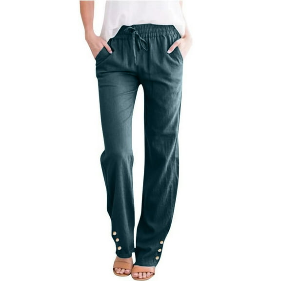 Admvng Pants for Women Long Elasticated Waist Full Length Casual Pants Nine-Point Pants S-3XL
