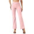 thumbnail image 1 of Admvng Pants for Women Straight Leg Summer Solid Casual Stretchy Work Trousers with Pockets, 1 of 8