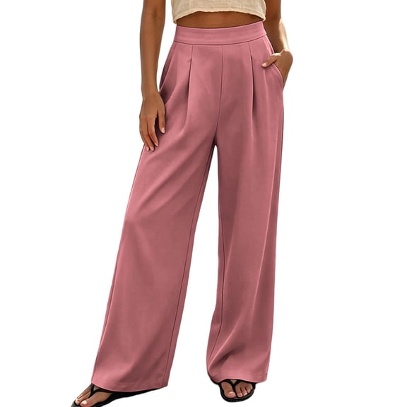 Admvng Pants for Women Wide Leg Long Pants with Pockets Work Office Casual Trousers