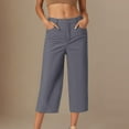 thumbnail image 1 of Admvng Plus Size Capri for Women Casual Loose Pants Solid Color High Waisted Work Pants S-3XL, 1 of 5