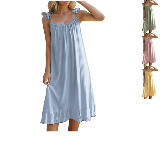 Admvng Plus Size Nightgowns for Women Solid Color Soft Summer Sleeveless Home Wear M-3XL