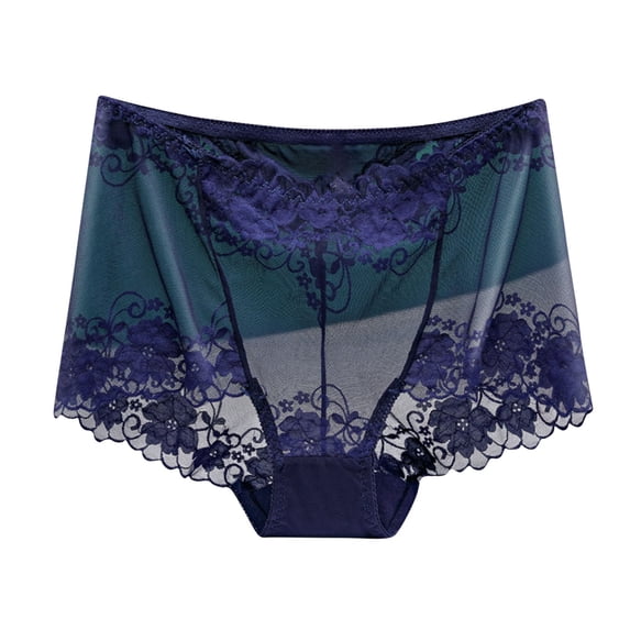 Admvng Plus Size Panties for Women Lace Solid Briefs Breathable Underwear