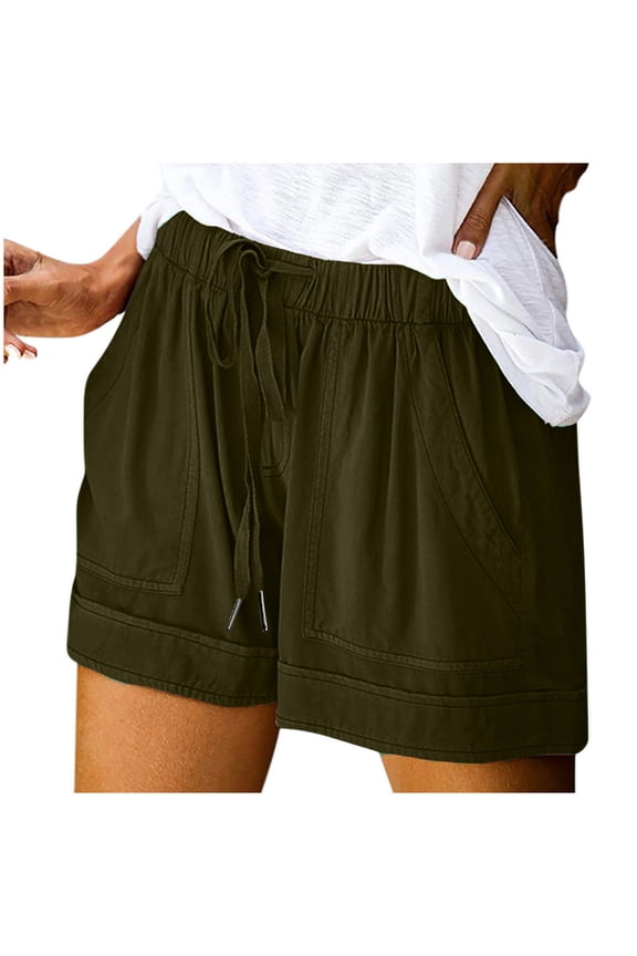 Plus Size Shorts for Women Drawstring Comfy Elastic Waist Shorts with Pockets S-5XL