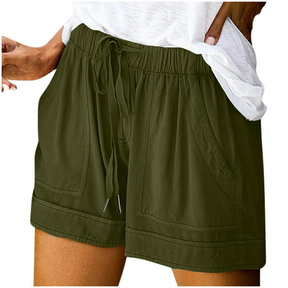 Admvng Plus Size Shorts for Women Drawstring Comfy Elastic Waist Shorts with Pockets S-5XL