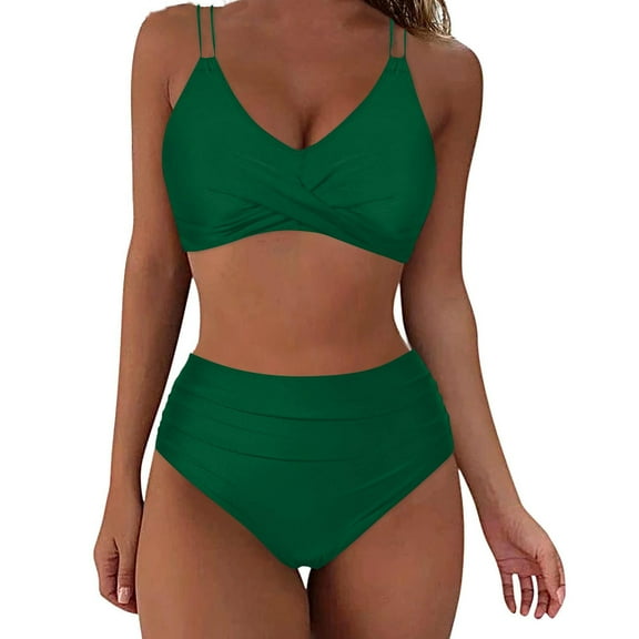 Admvng Plus Size Swimsuit for Women Fashion Sleeveless Solid Swimsuit Push-Up Padded Swimwear Beachwear S-2XL