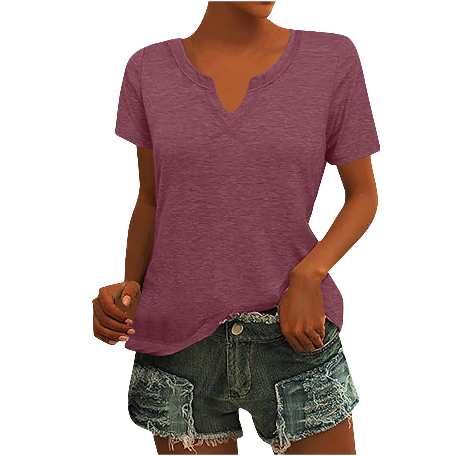 Admvng Plus Size Tops for Women Summer V Neck Casual Top 2025 Cute ...
