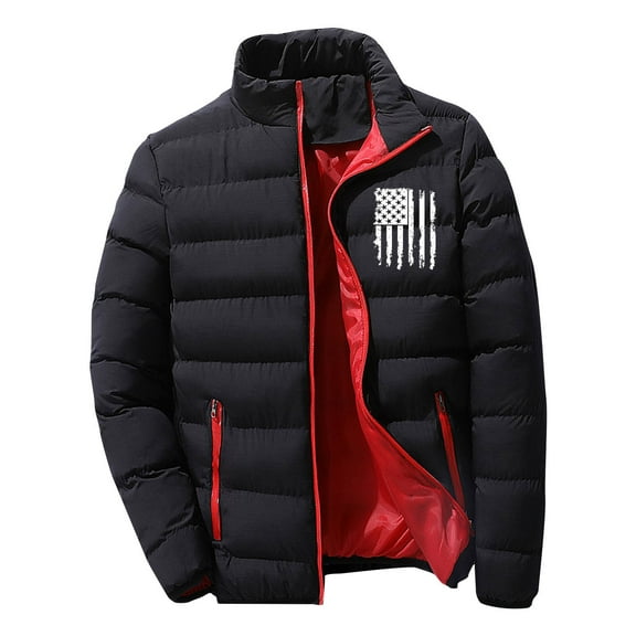Admvng Puffer Jacket Men Solid Color Thick Quilted Outdoor Insulated Snow Warm Winter Coat for Men S-3XL