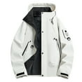 thumbnail image 1 of Admvng Rain Coats for Men Casual Waterproof Solid Long Sleeves Zipper Hooded Outdoor Sports Jacket, Size S-4XL, 1 of 6